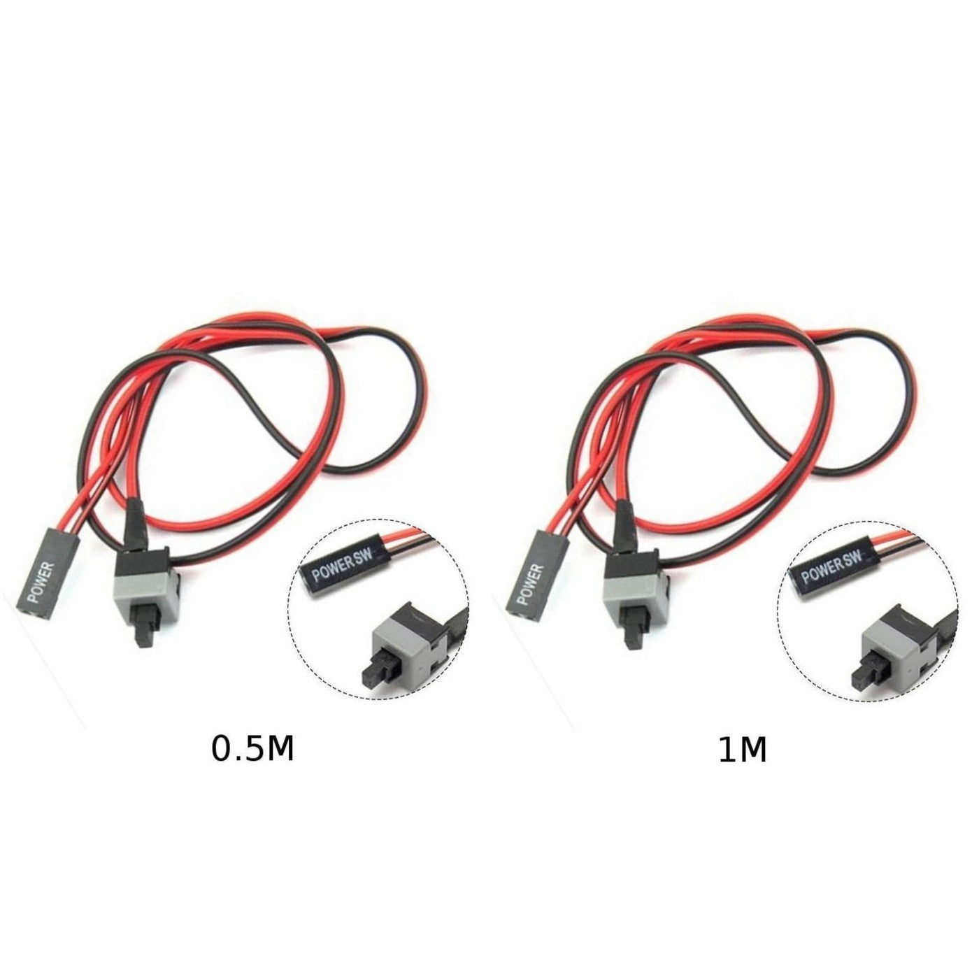50PCS Computer Power Reset Switch Cable with Red Black Color for Motherboards