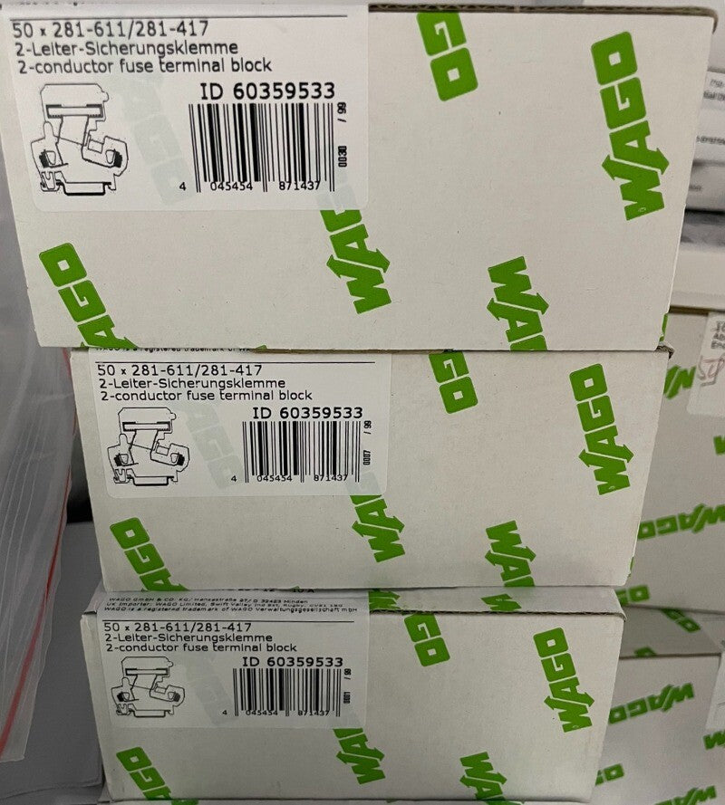 50pcs WAGO 60359533 Wiring Terminals 281-611/281-417