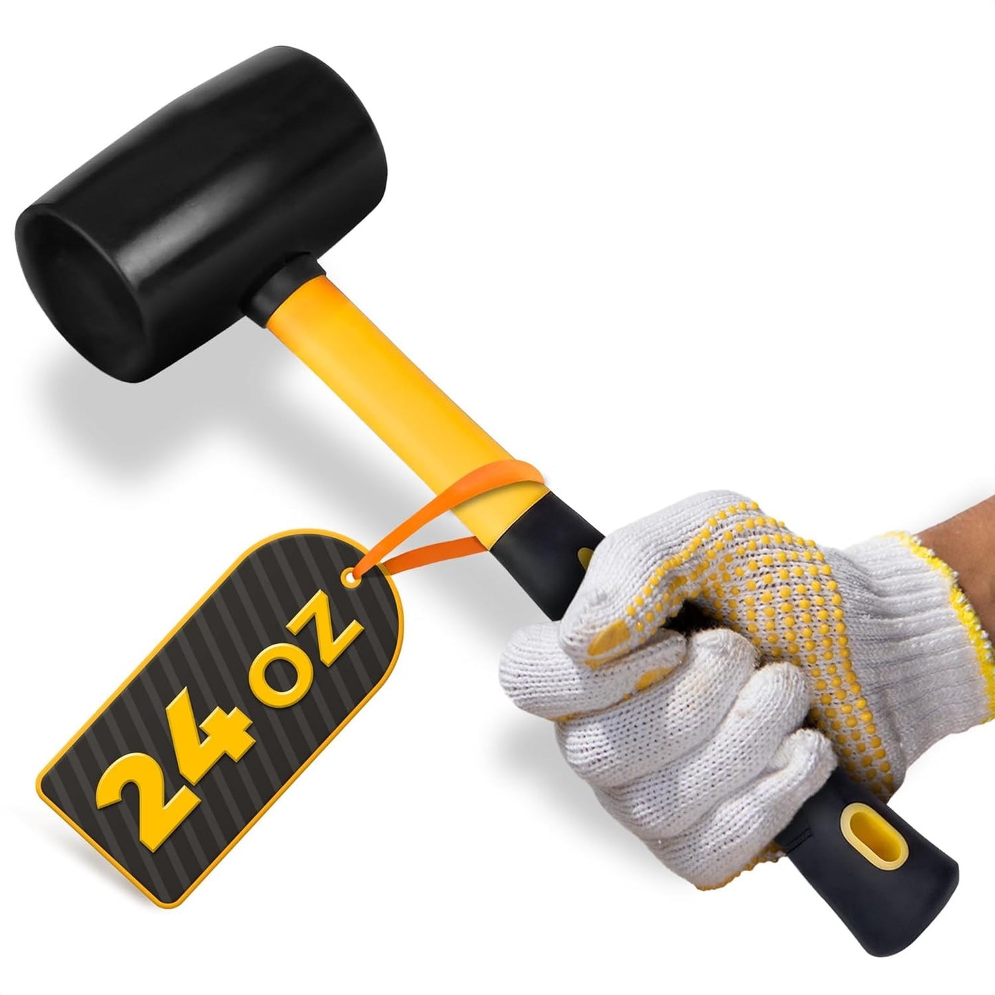 24 Oz Rubber Mallet Hammer for Woodworking, Flooring, Tiling, Camping and More -