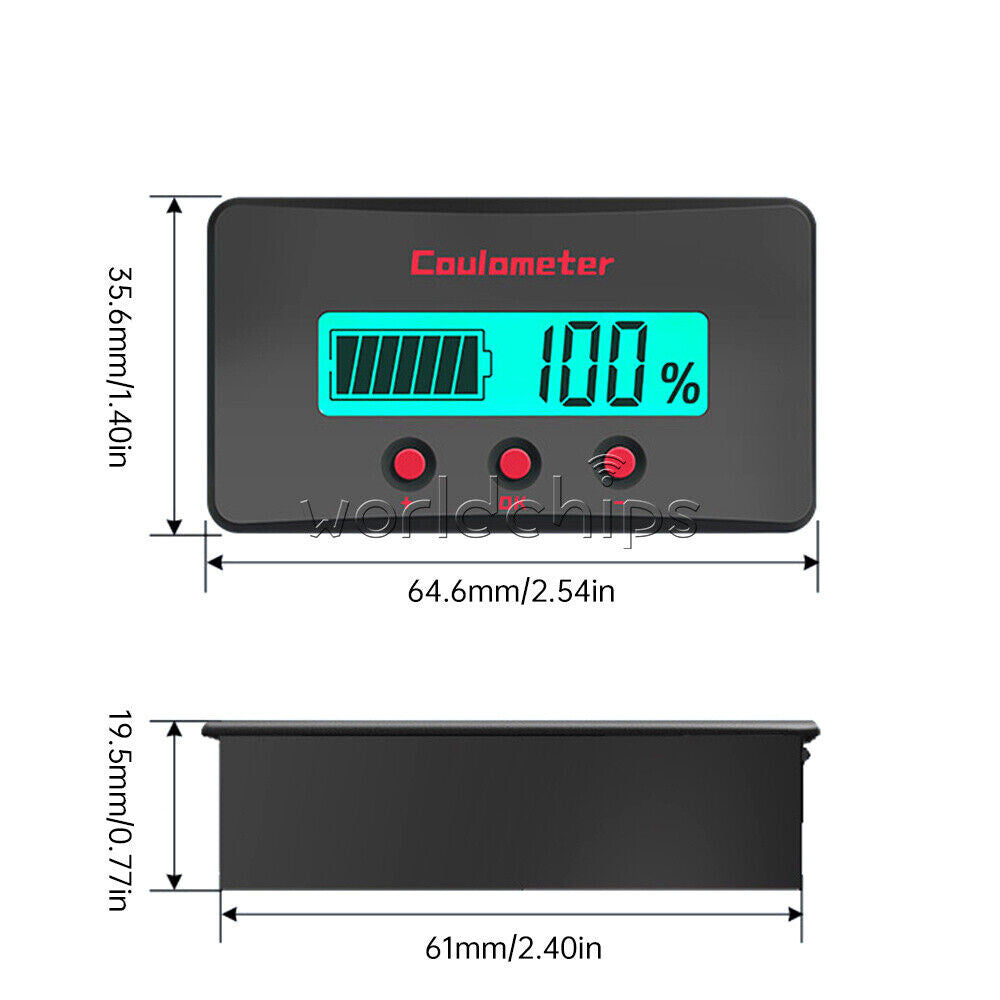 Digital Voltage Current Meter Battery Capacity Tester Power Percentage Indicator