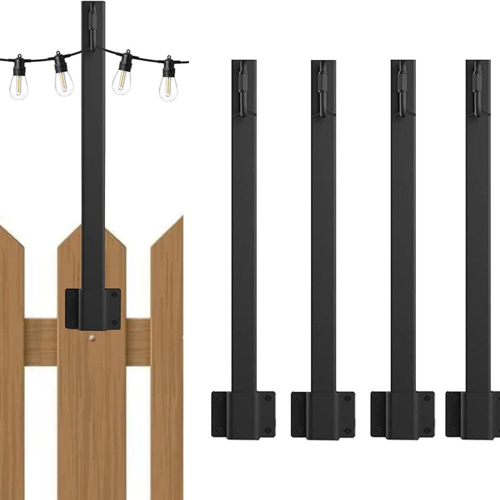 4 Pcs Metal Poles with Clips for String For Light Installation Outdoors