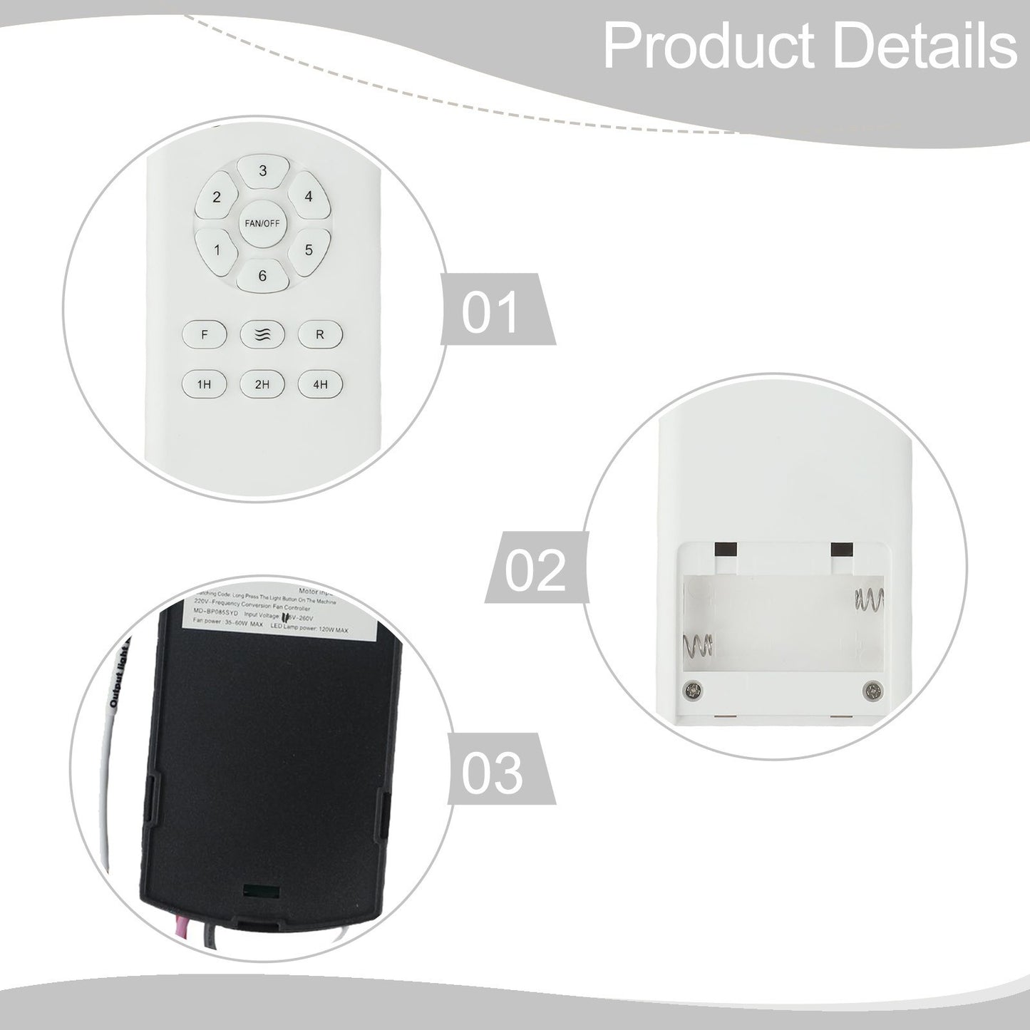 Ceiling Fan Remote Control Kit 6 Speed Light Receiver Compatible with Most Fans
