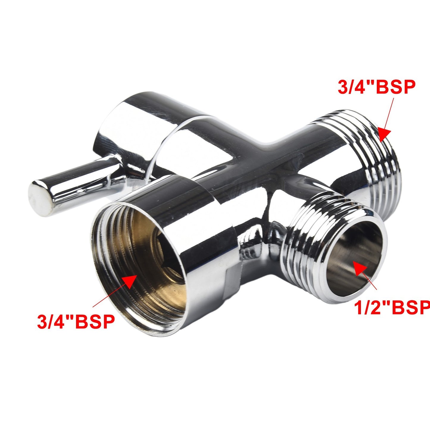 Part Diverter Valve Tool Chrome Plated Brass T-Adapter 3 Ways Accessory
