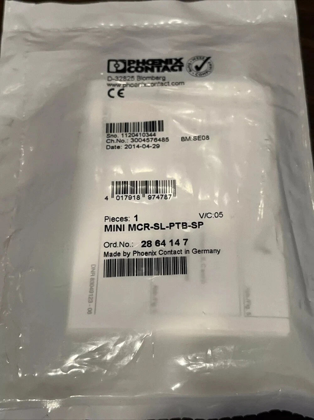 Phoenix Contact MINI MCR-SL-PTB-SP power wiring terminal 2864147 #P