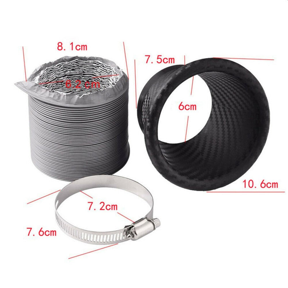 Car Front Bumper for TURBO Air Intake Pipe Turbine Funnels Set Carbon Fiber