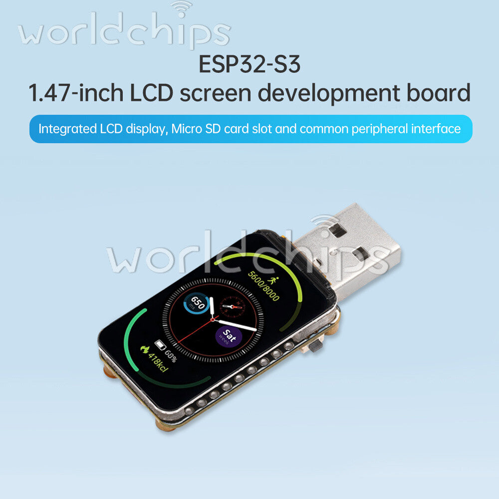 1.47-inch LCD ESP32-S3 WIFI Bluetooth Development Board I2C SPI USB Serial Port