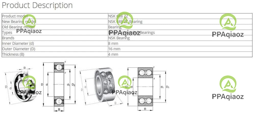 10PCS NSK 688ZZ Deep Groove Ball Bearings 8x16x4mma #P