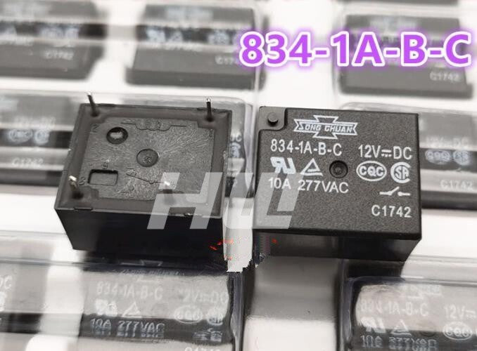 5Pcs 834-1A-B-C 12VDC 10A277VAC Electromagnetic Signal Relay