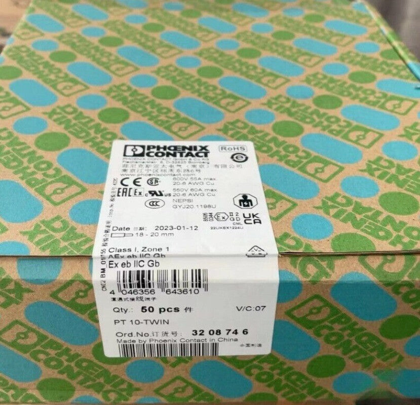 50pcs/box Phoenix Contact PT 10-TWIN Straight through terminal block 3208746