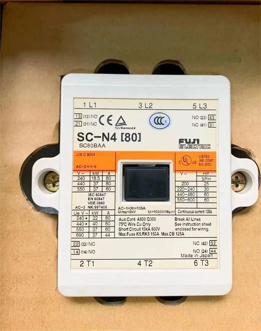 FUJI SC-N4 SC-N4(80) SC80BAA 200-220V 50HZ 220-240V 60HZ CONTACTOR