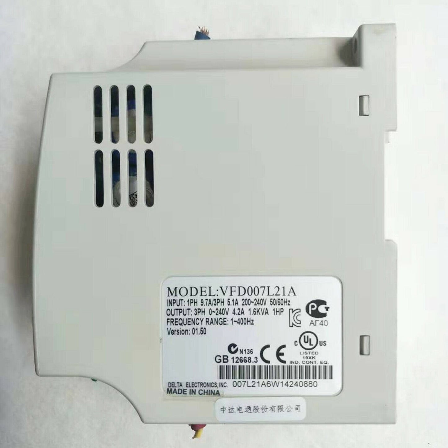 1PC Delta VFD007L21A Inverter 0.75KW 220V Tested