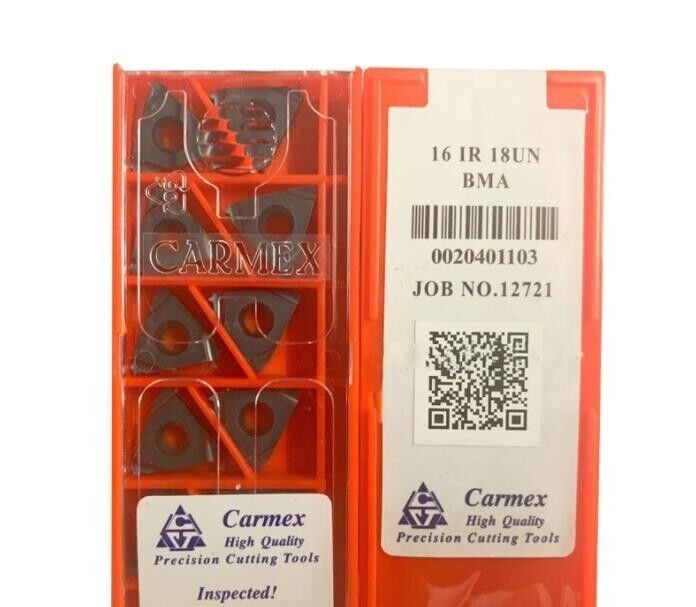10Pcs Carmex 16IR 18UN BMA Internal thread turning blade Carbide Inserts