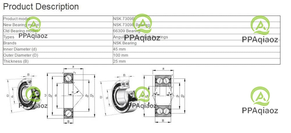 1PC NSK 7309B Angular Contact Ball Bearings 45x100x25mm #P