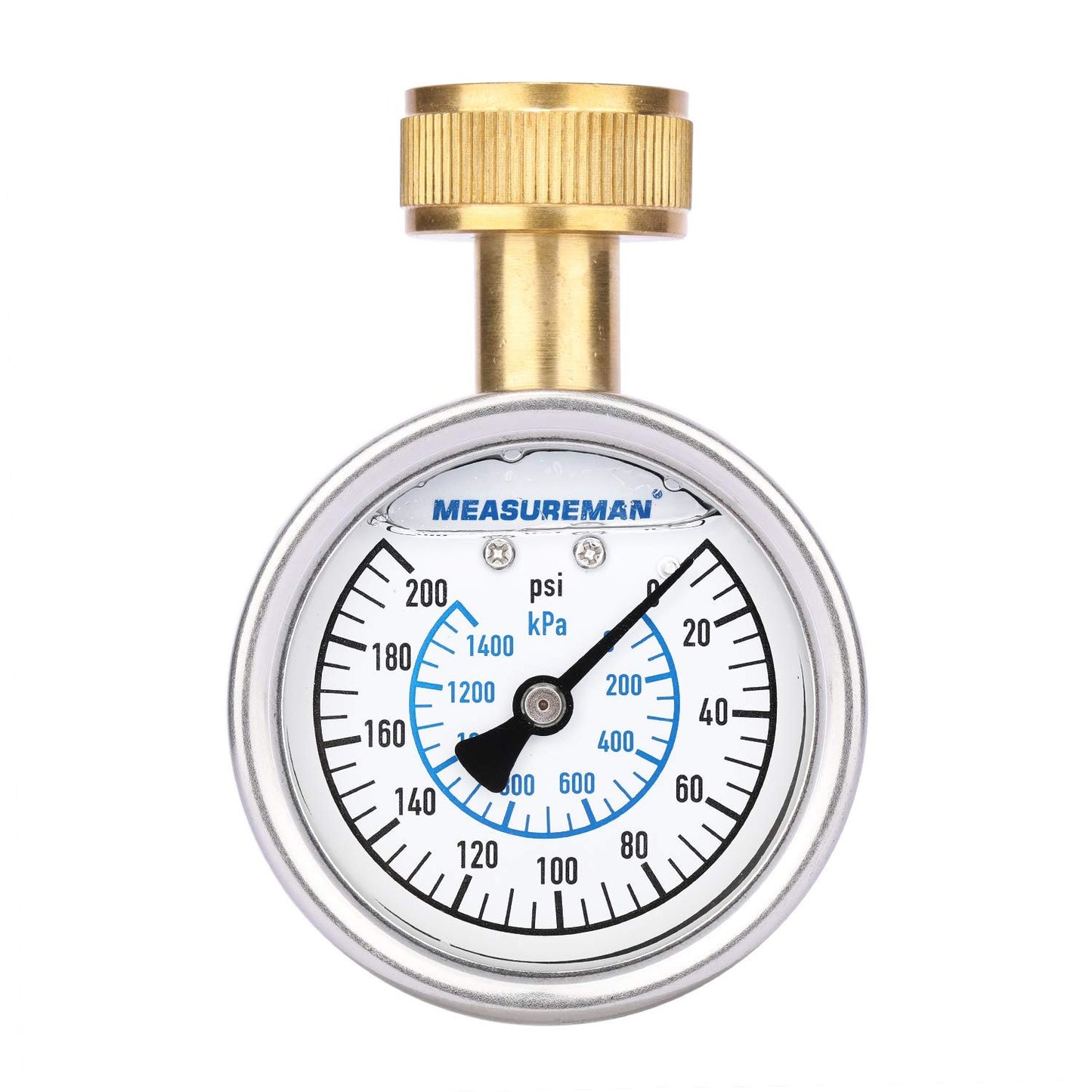 2-1/2" Glycerin Filled Stainless Steel Water Pressure Test Gauge, 3/4" Female Ho