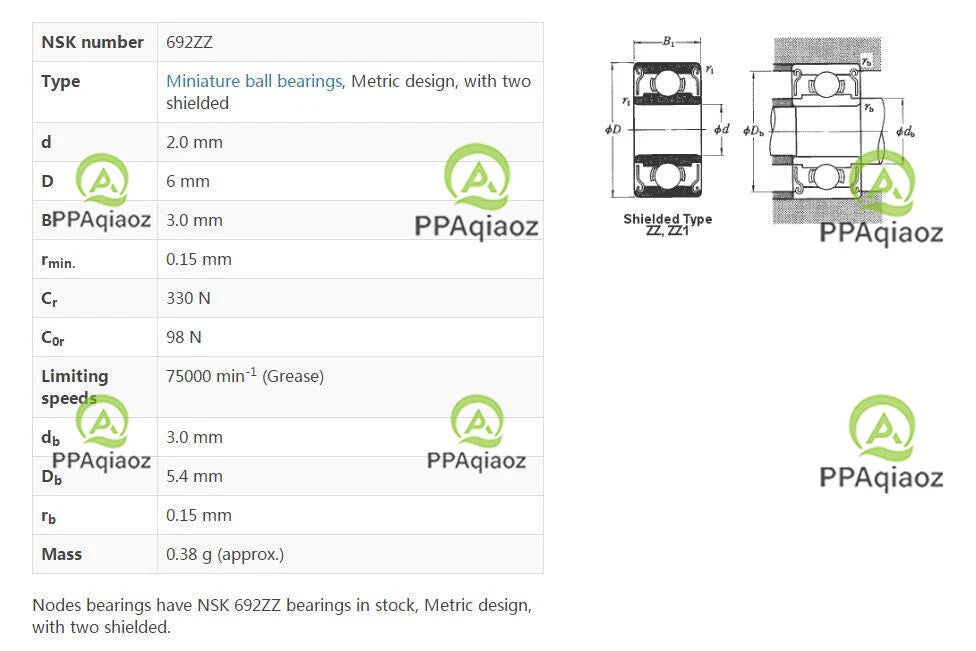 10PCS NSK 692ZZ Deep Groove Ball Bearings 2x6x3mma #P
