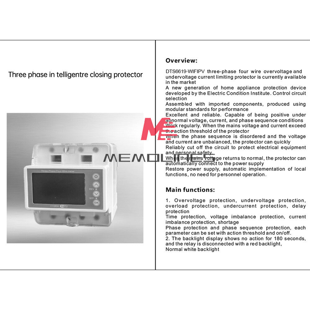 Tuya WiFi 100A 3-phase Smart Reclosing Switch Protector Limiting Circuit Breaker