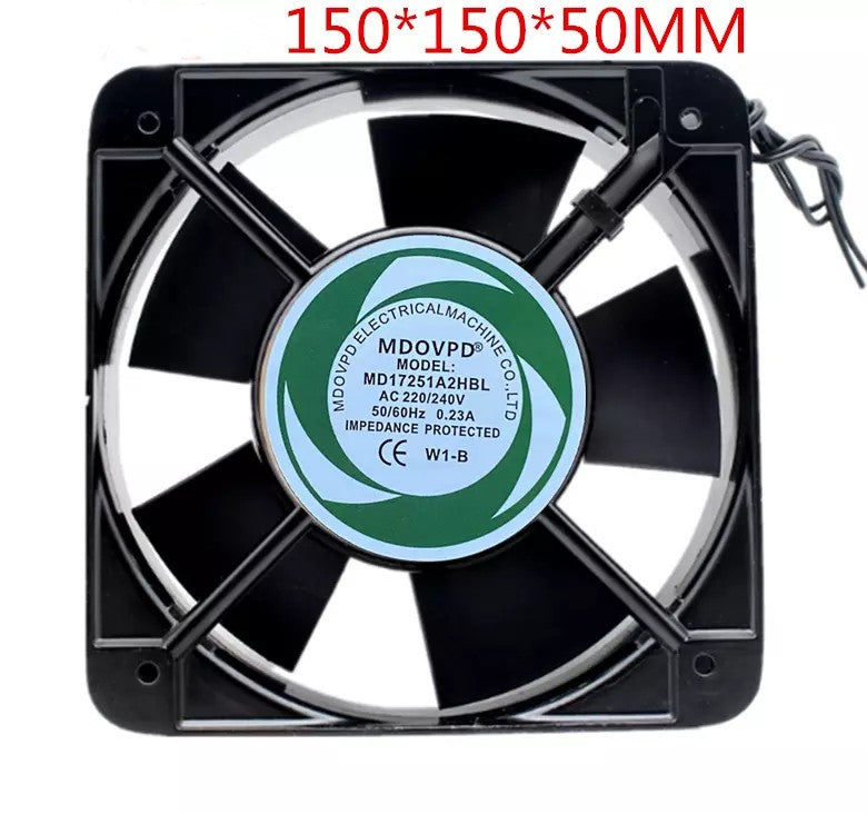 1 PCS MDOVPD Fan MD17251A2HBL AC 220V/240V 15050 15CM 2 WIRE aluminum frame