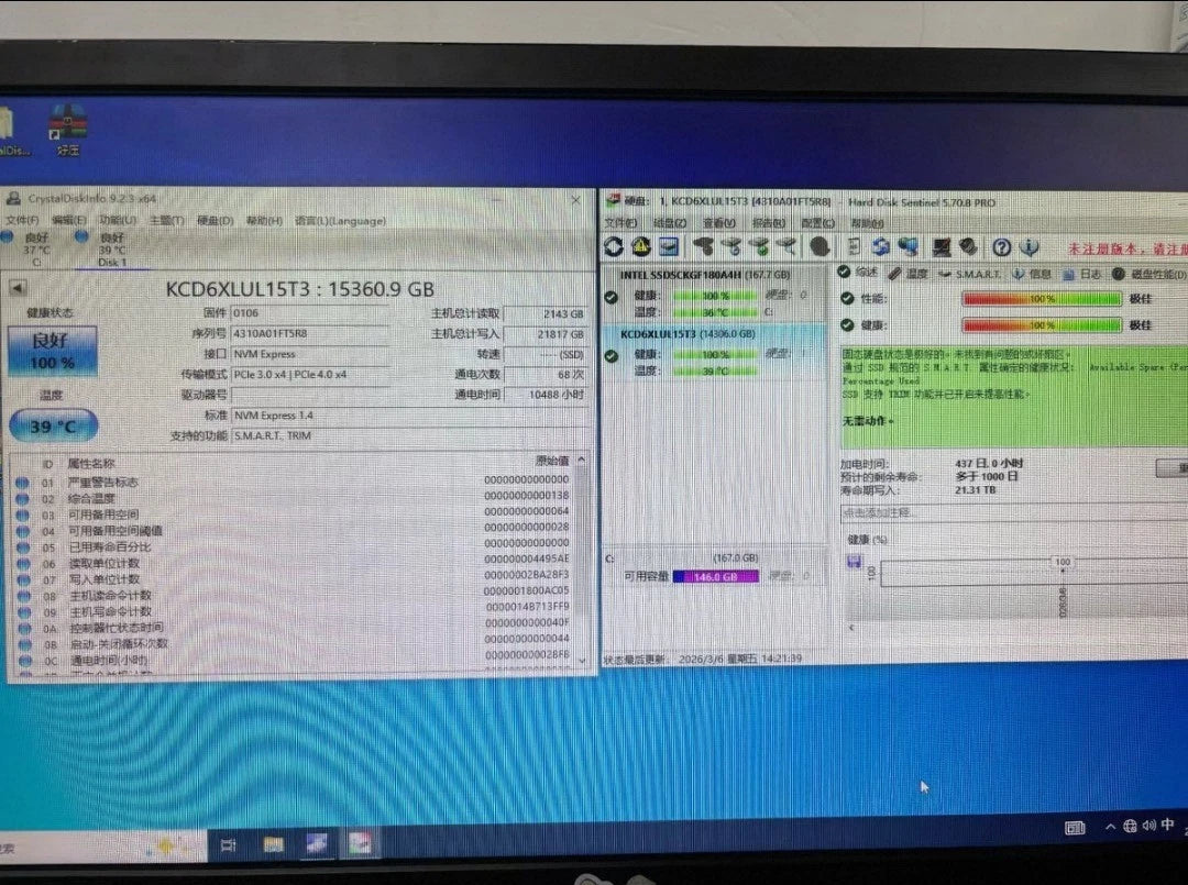 KIOXIA CD6 15.36TB SSD 2.5" U.2 KCD6XLUL15T3 NVME PCIe4.0 X4 Solid State Drive