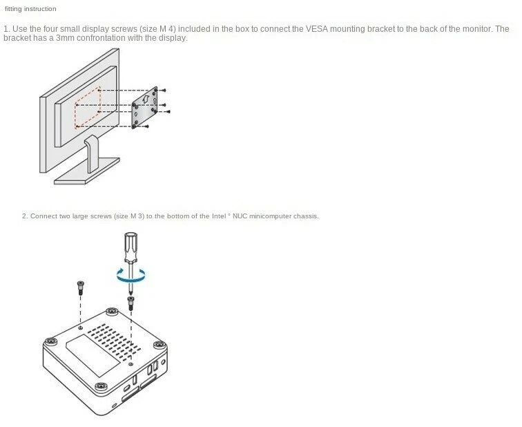 1 Set Mini-Host Display Back VESA Mounting Bracket For Intel NUC 8 8i3 8i5 8i7