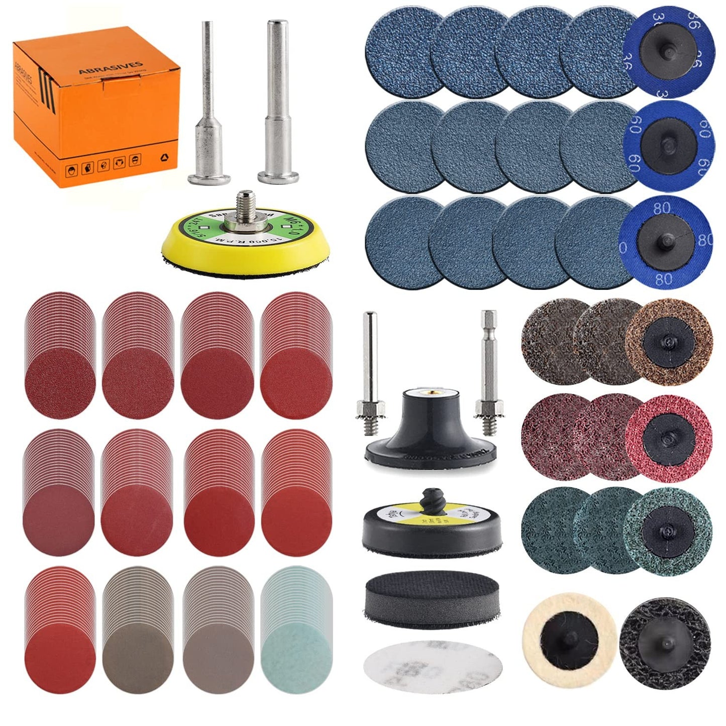270Pack 2Inch Sanding Discs Pad Variety Kit for Drill Grinder Rotary Tools Die G