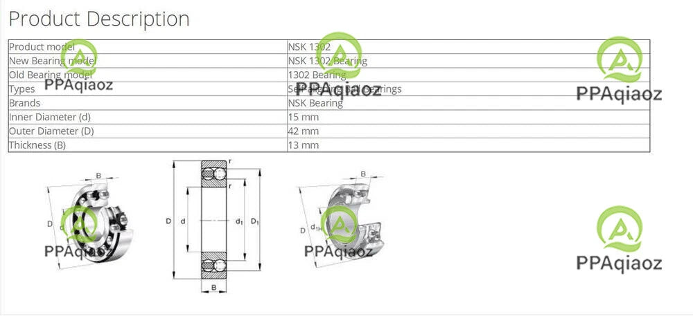 5PCS NSK 1302 Self-Aligning Ball Bearings 15x42x13mm #P