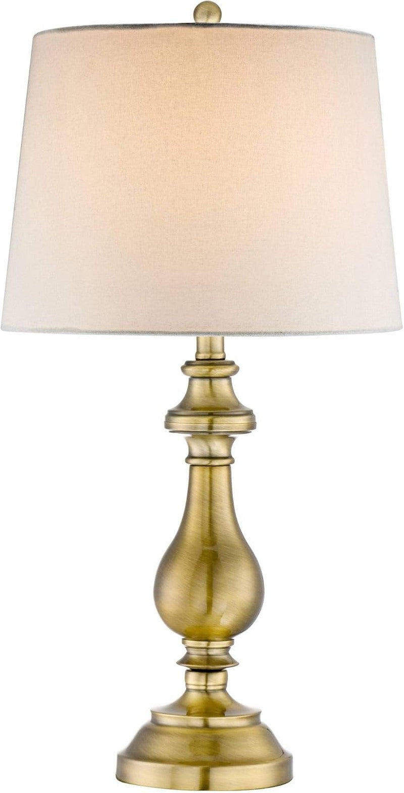 Traditional Table Lamp, 26 Inch, Antique Brass - Drum Shade, Bedroom Decor