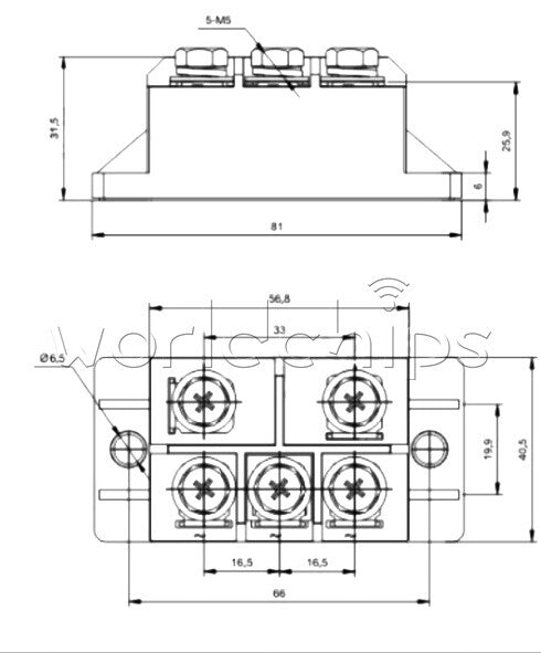 Single-Phase Diode Bridge Rectifier Module 150A High Power 1600V MDQ150A Board