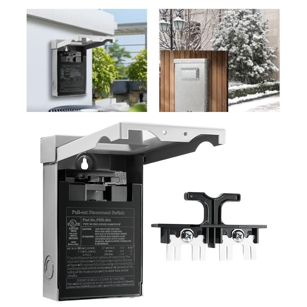 Outdoor AC Disconnect Switch 30 Amp Pull Out Handle Lockable Metal Box 120240V
