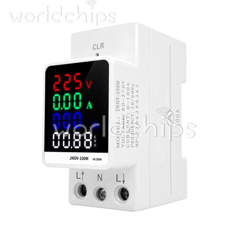 4IN1 Din Rail AC110V 220V 100A Voltage Current KWH Electric Energy Monitor Meter