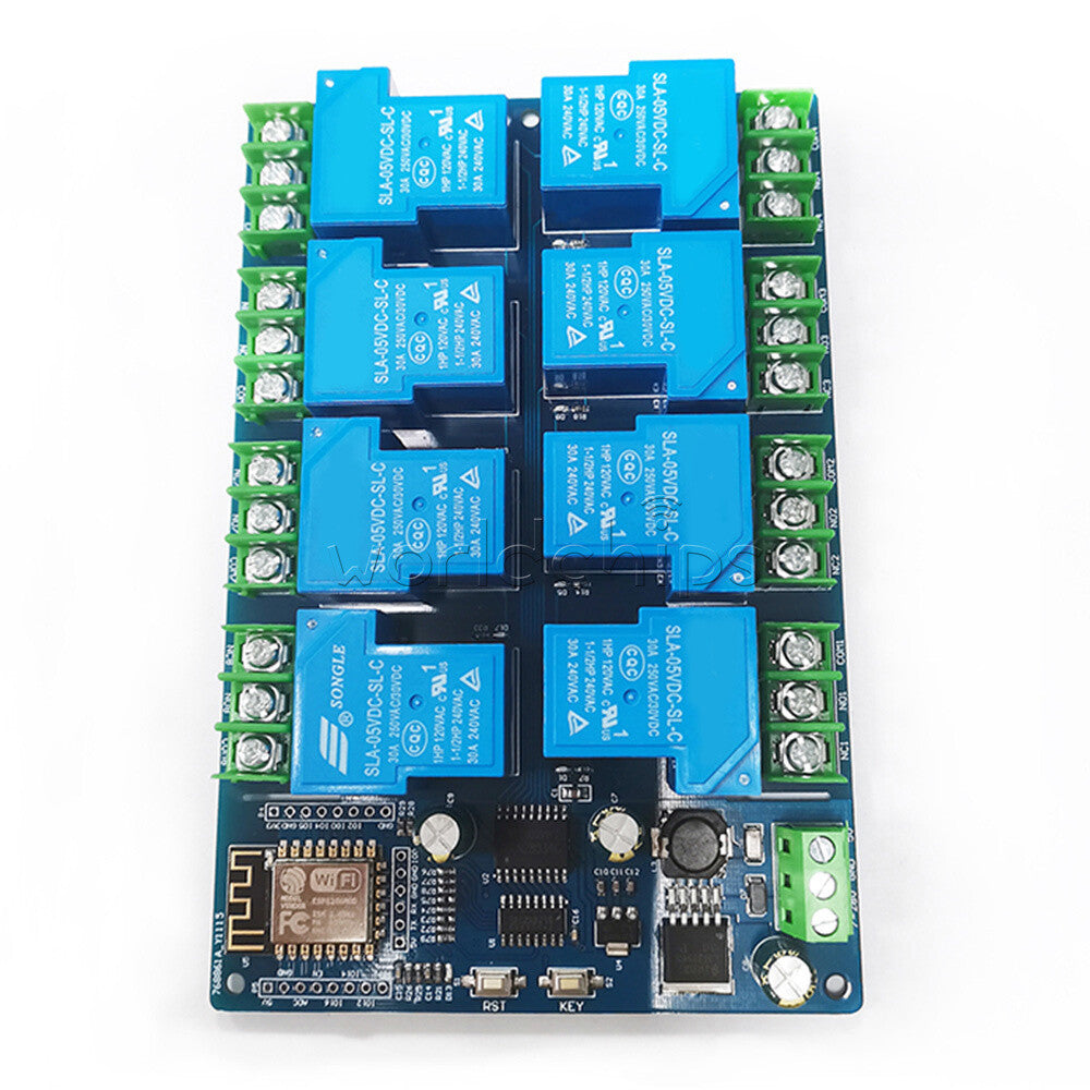 DC7-28V / DC5V ESP8266 WiFi 8 Channel 30A Relay Module ESP-12F Development Board