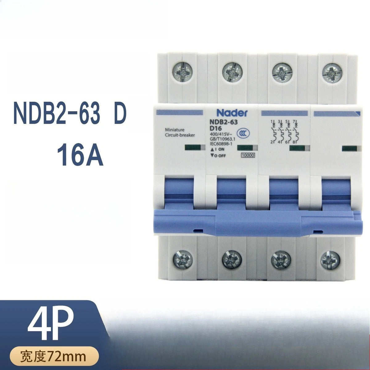 1PCS FIT FOR Nader circuit breaker air switch NDB2-63 D16/4P