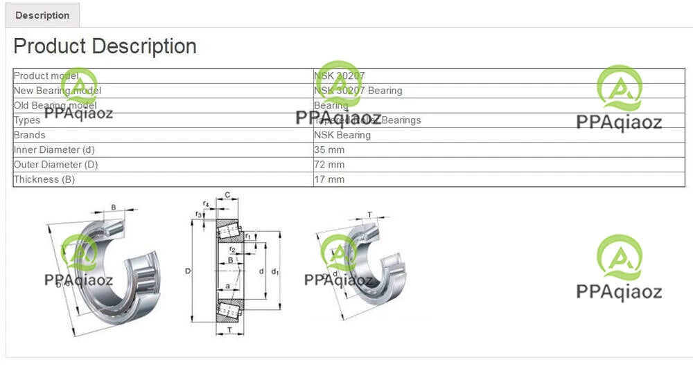 1PC NSK 30207 Tapered Roller Bearings 35x72x17mm. #P