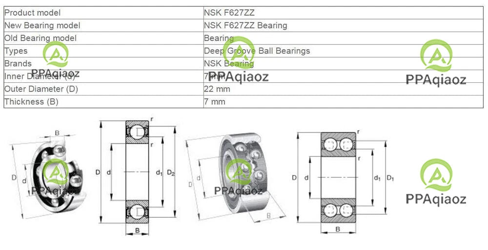 10PCS NSK F627ZZ Deep Groove Ball Bearings 7x22x7mm #P