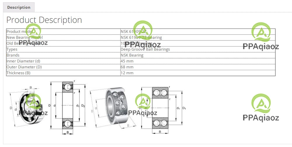 1PC NSK 61909 ZZ Deep Groove Ball Bearings 45x68x12mm. #P
