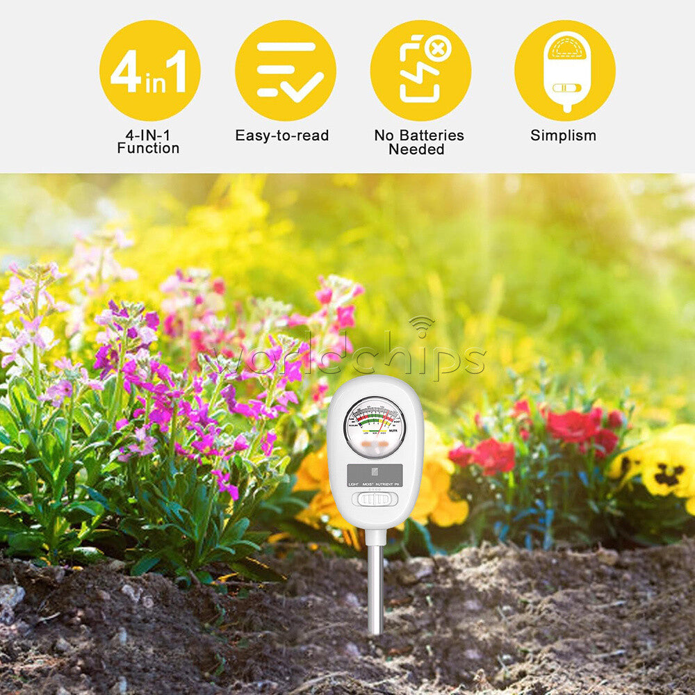 4 in 1 Soil PH Meter Sunlight Fertility Hygrometer Rotatable Folding Soil Tester
