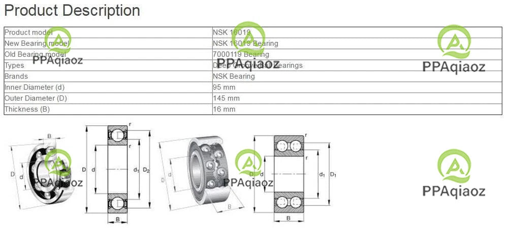 1PC NSK 16019 Deep Groove Ball Bearings 95x145x16mm #P