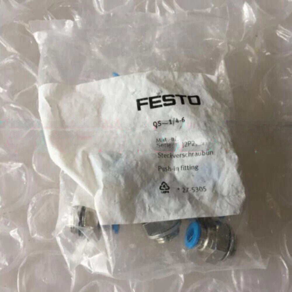 10PCS Festo QS-1/4-6 153003 Fittings in bag QS1/46