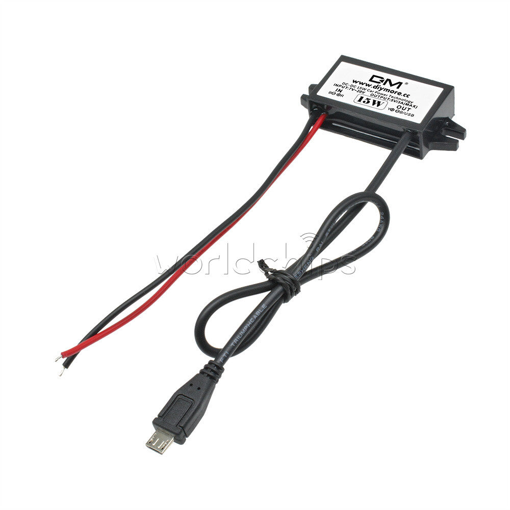 10PCS DC-DC Car Charger Converter Module 12V To 5V 3A 15W with Micro USB Cable