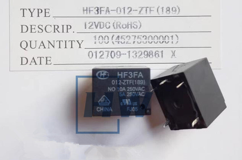 10Pcs HF Relay HF3FA-012-ZTF (189) 10A 250VAC