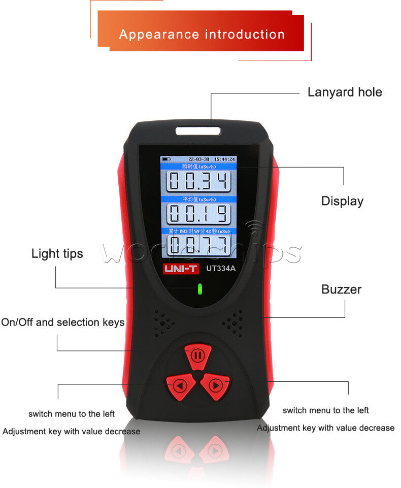 UNI-T UT334A Geiger Counter Electromagnetic Radiation Detector Xβγ-ray Detection