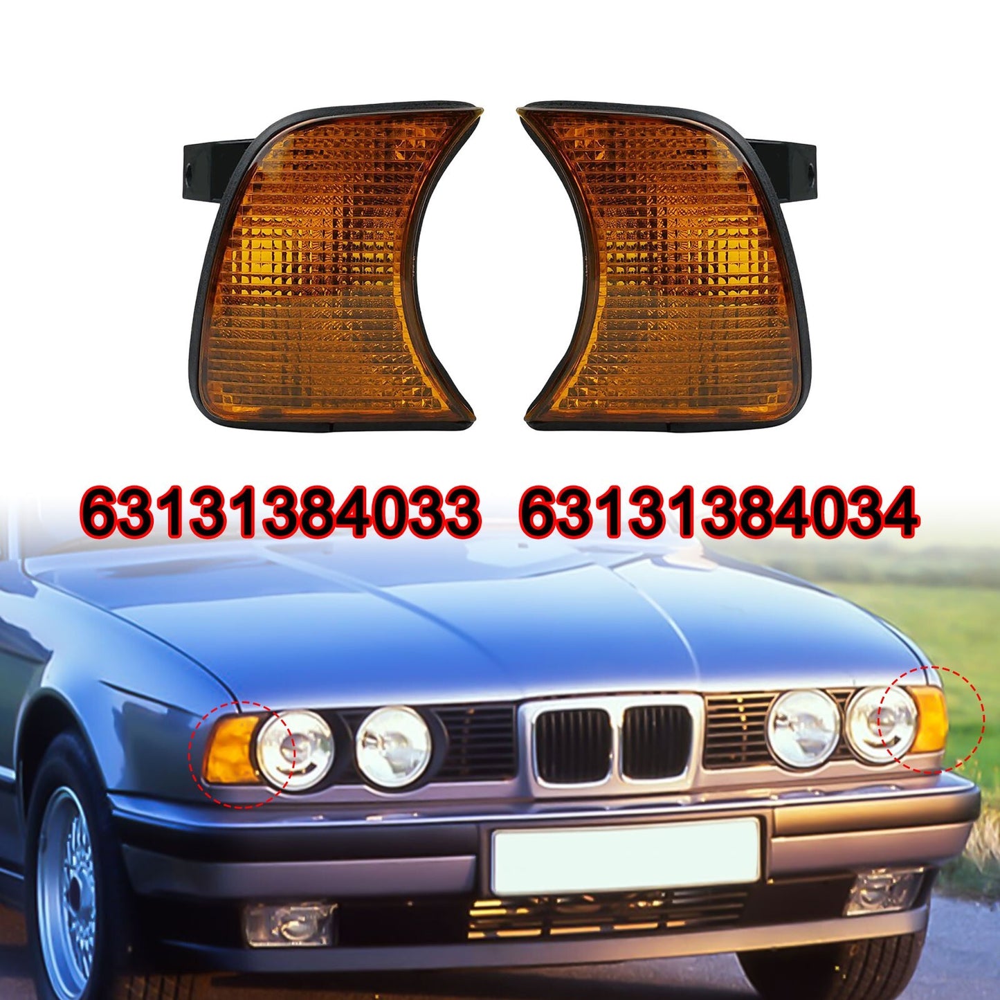 For BMW 5-Series E34 1989-1995 Corner Lights Turn Signals light Without bulbs