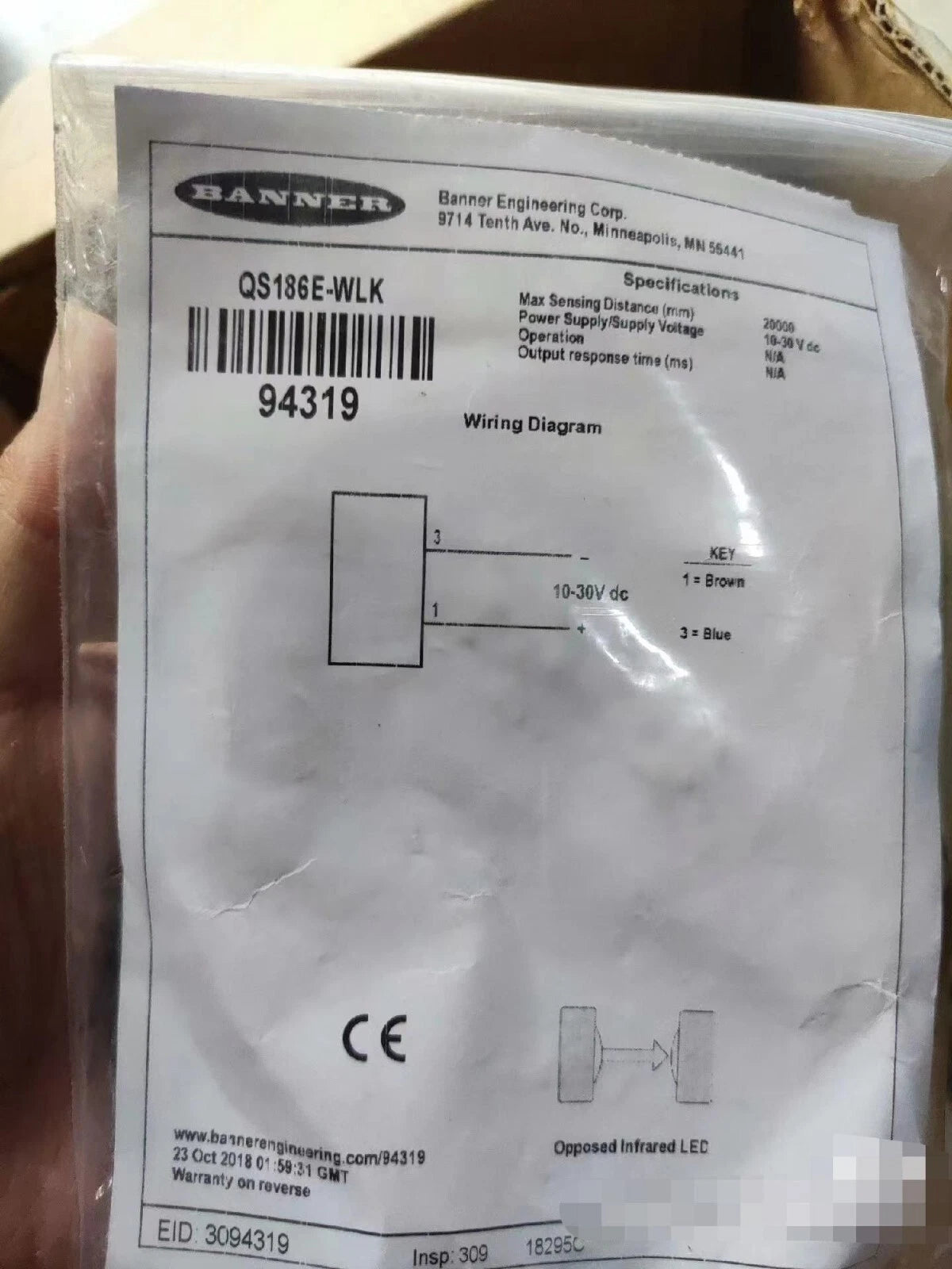 1pc QS186E-WLK 94319 Photoelectric Sensor #V6VA/da #P