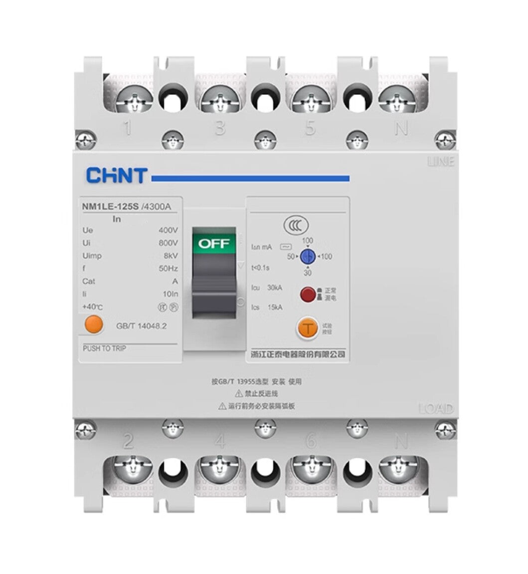 For CHNT NM1LE-125S/4300A 4P 32A MCCB Circuit breaker With leakage protector