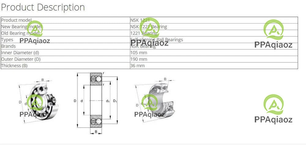 1PC NSK 1221 Self-Aligning Ball Bearings 105x190x36mm #P