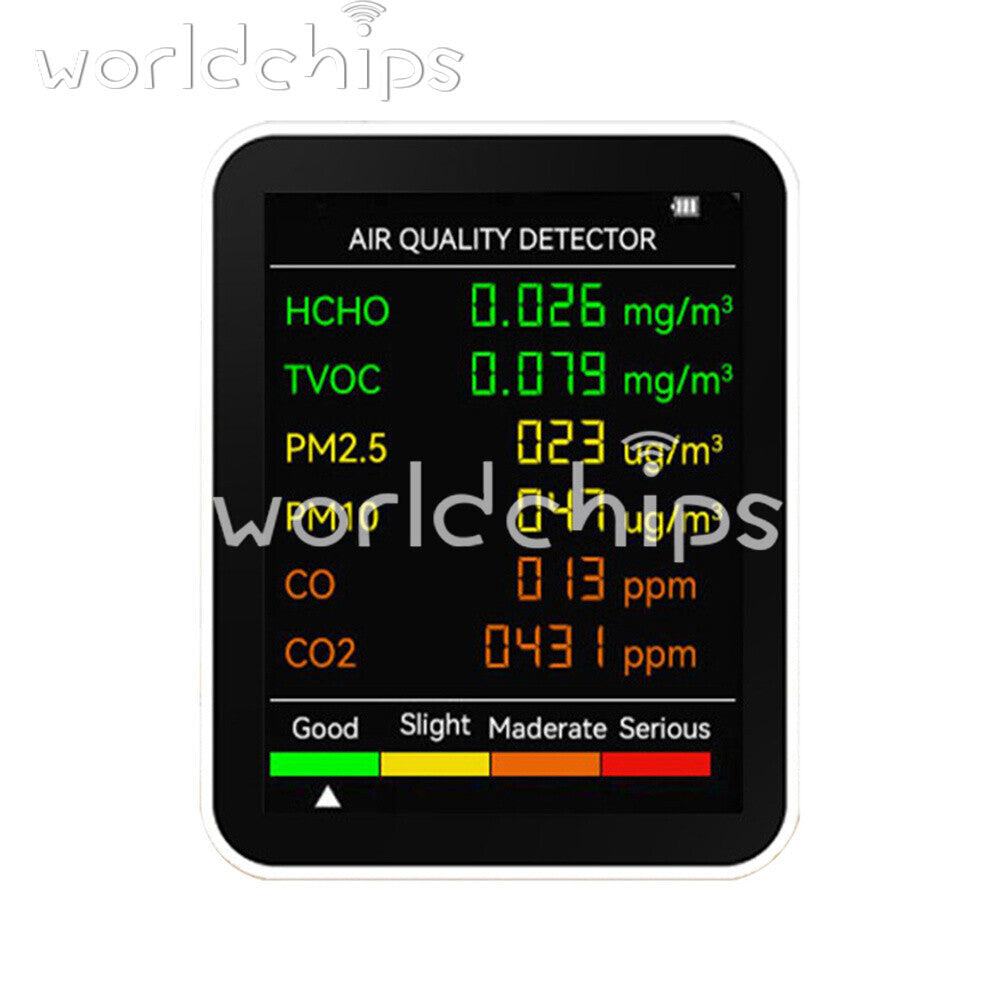 6-in-1 pm2.5 Carbon Dioxide Detector TV OC CO2 Air Quality Monitor Tester Type-C