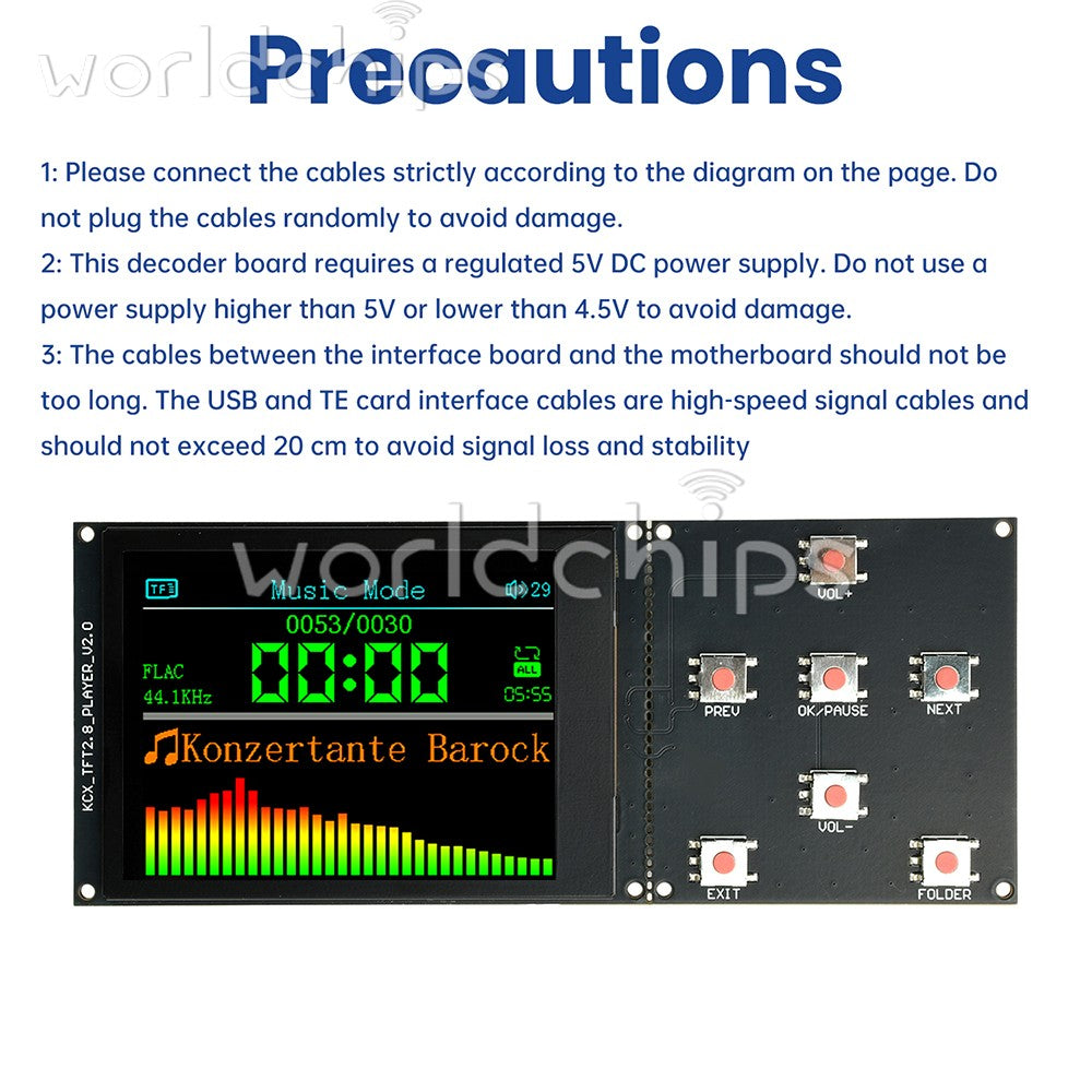 TFT Color Screen 2.8 inch Lossless Audio Decoder Digital Audio Playback Module