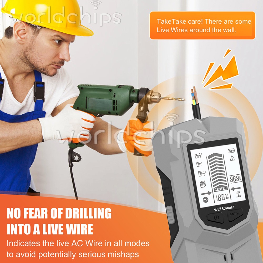 HW-910 6-in-1 Stud Finder Wall Scanner LCD Handheld Wall Detector Metal Detector