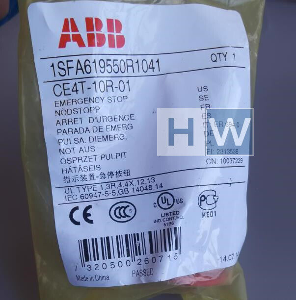 1PC ABB CE4T-10R-01 Emergency Stop Button Red Mushroom Head Rotation Reset