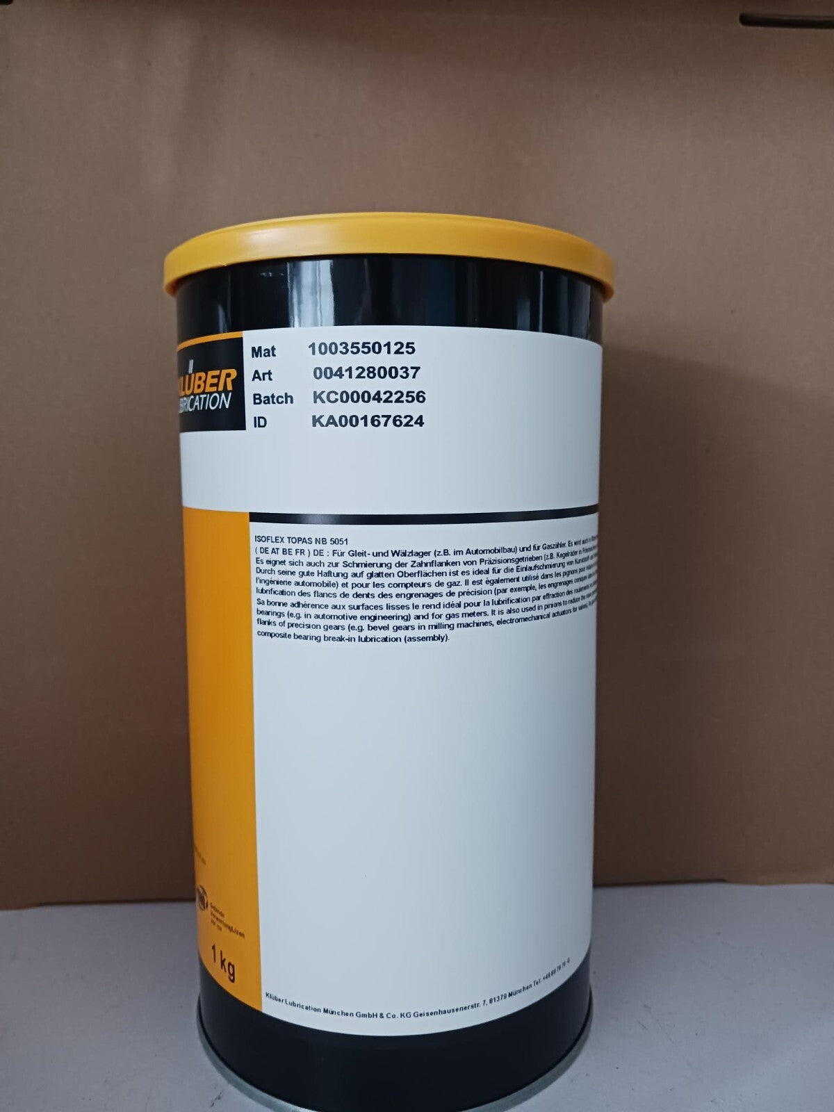 KLUBER Lubrication ISOFLEX TOPAS NB 5051 Grease 1Kg ( 2.2 LB) free shipping