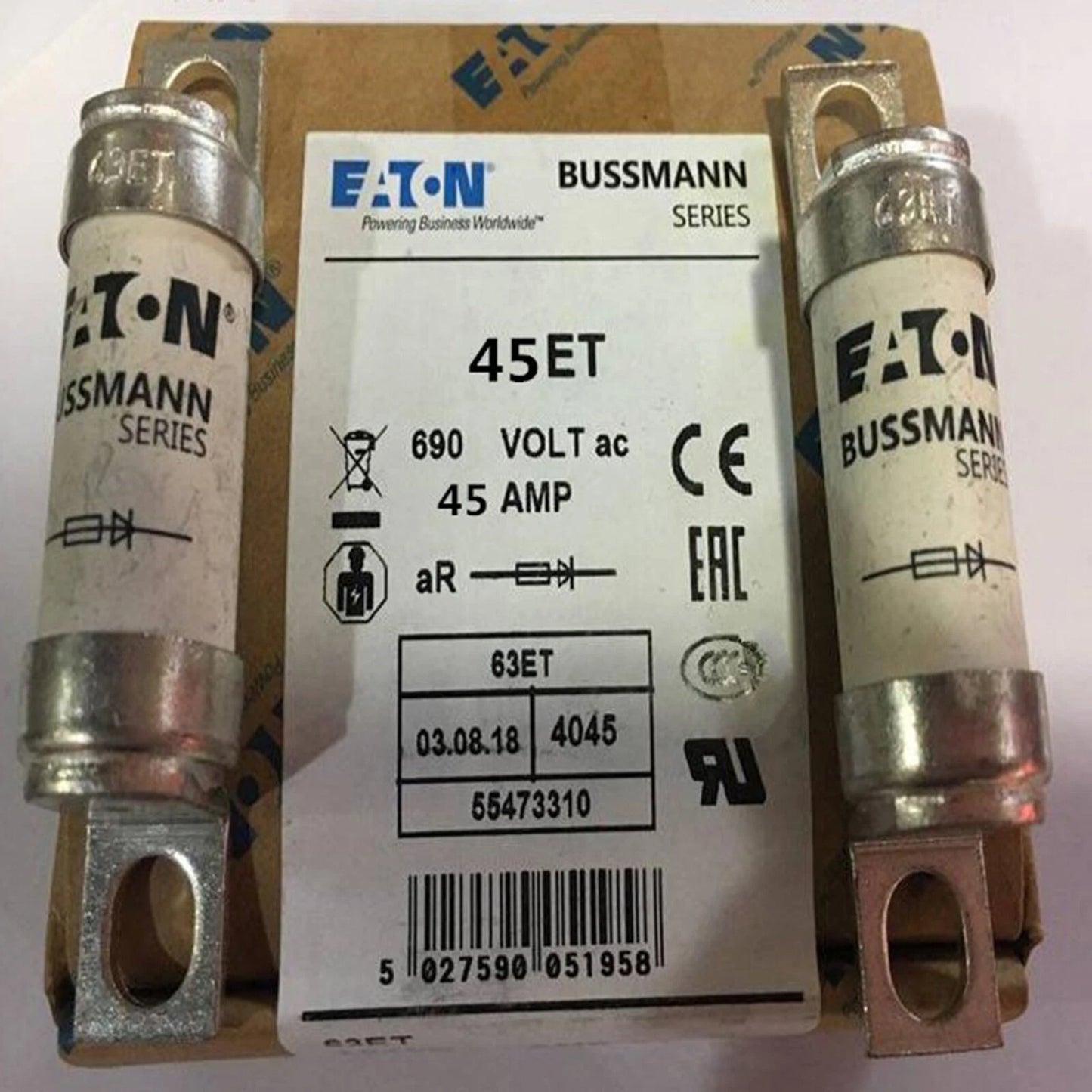 10pc BUSSMANN EATON fuse BS88:4 45ET 45A 690V Fast Shipping #P
